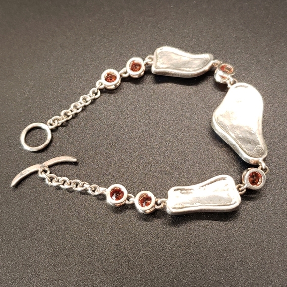 Blue fire opal and blood garnet s.s. bracelet - Picture 7 of 11